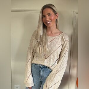 Stitchdrop Beige Knit Sweater with Subtle Pattern